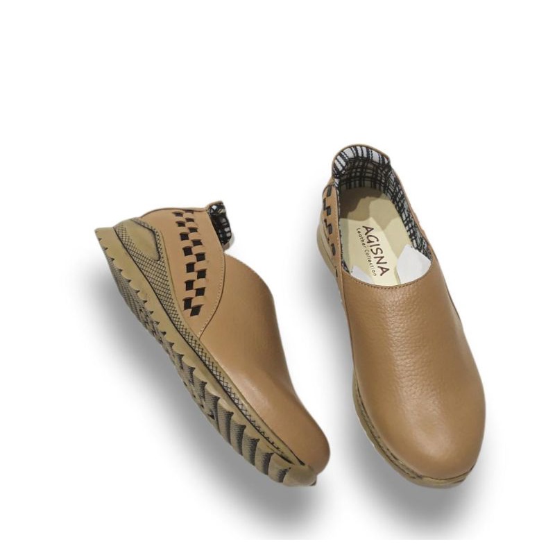 sepatu wanita kulit sapi asli slip on sneaker tanpa tali model terbaru  sukaregang garut