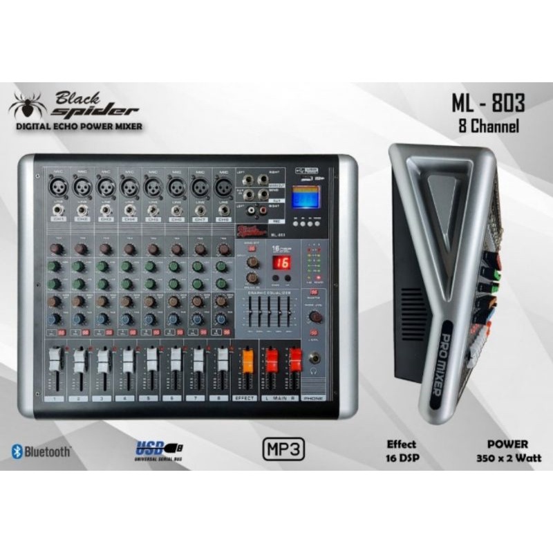 Jual Power Mixer black spider 8 Channel BS ML 803 Shopee Indonesia