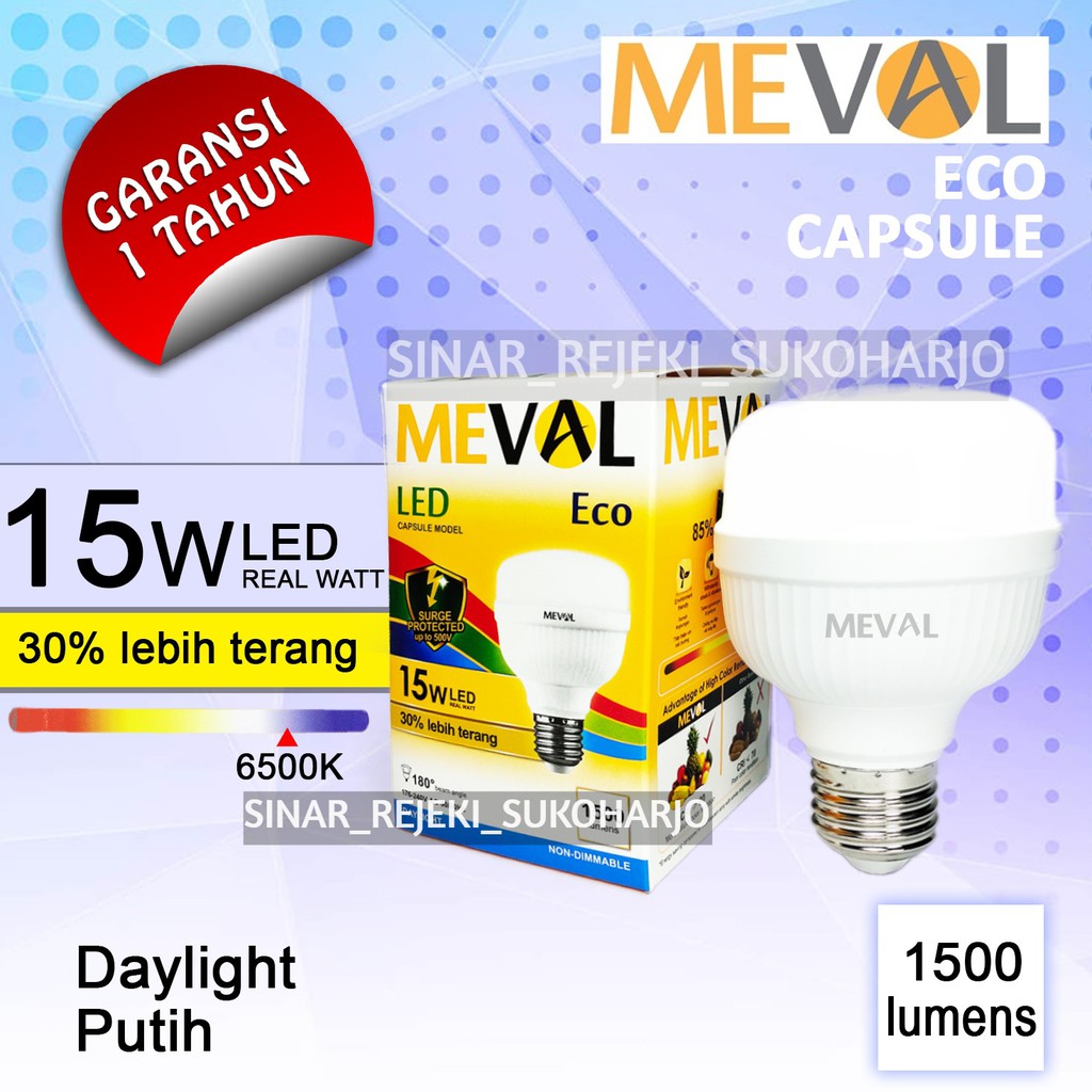 Jual MEVAL Eco Lampu LED Kapsul 15W Putih | Shopee Indonesia