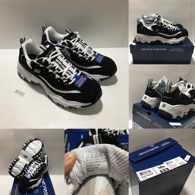 100 Original sepatu Skechers D lites black 52675 BKW Casual hype murah