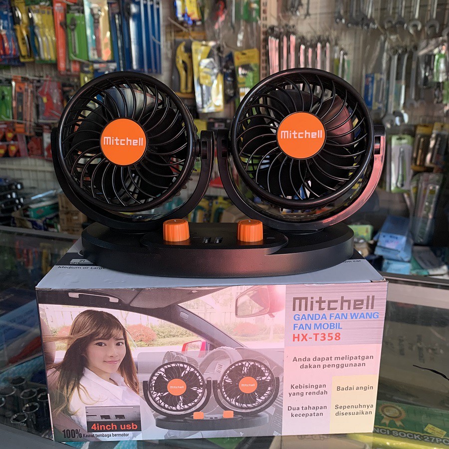 Jual Kipas Angin Mobil Truk 24V 24 Volt Mitchell Dual Fan 2 USB 2A ...