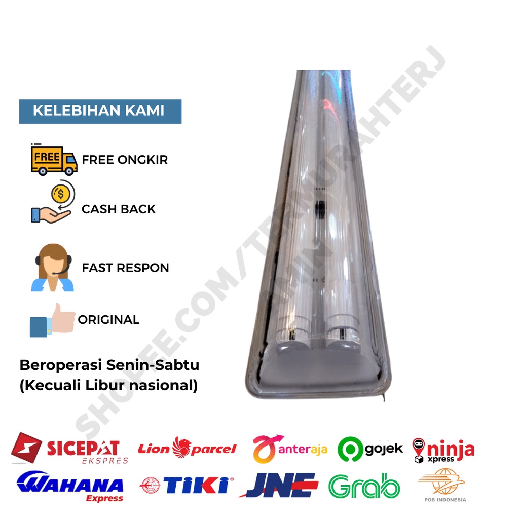 Jual SET KAP TL WATERPROOF DUSTPROOF IP65 SET LAMPU+LAMPU T8 LED ...