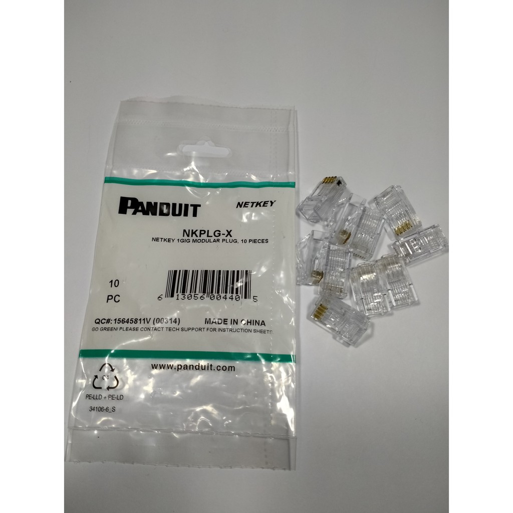 Jual Panduit Netkey Modular Plug RJ45 Cat6 NKPLG-X 10pcs | Shopee Indonesia