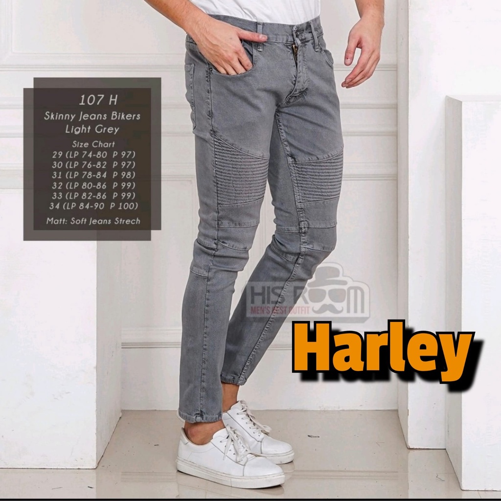 Celana Bikers jeans slimfit pria Celana Panjang Street melar-Jeans Denim  ORIGINAL NO DENIM Celana Pria Jeans Panjang COD Bayar ditempat