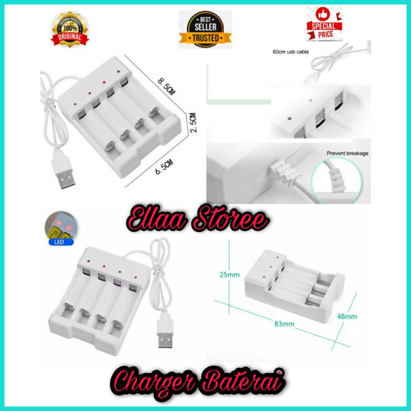 Jual Charger Baterai Usb Plug 4 Slot For Aa2 Aaa3 Original Shopee