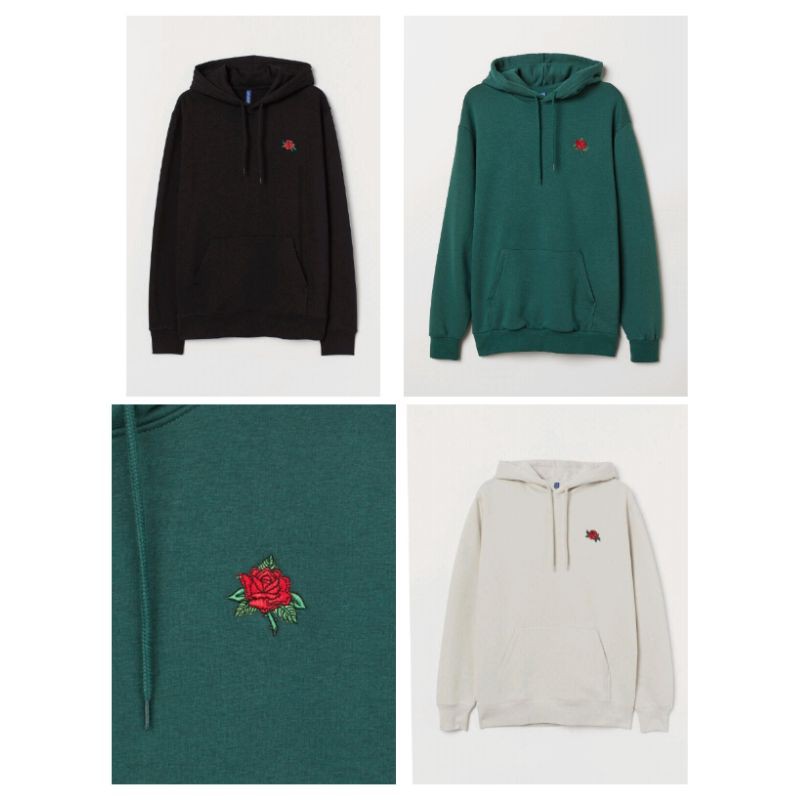 H&m green rose on sale hoodie