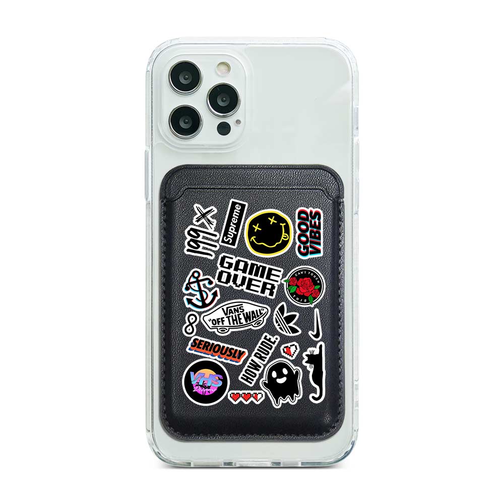 Jual Card Pocket Wallet Holder Magnetic Cassion Black Sticker Pack ...