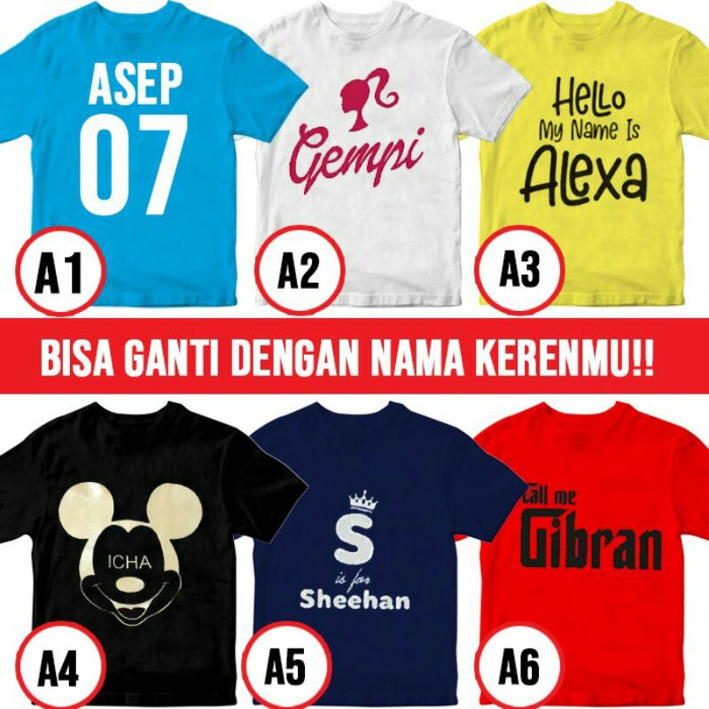 Jual KAOS CUSTOM NAMA ANAK LAKI-LAKI PEREMPUAN 1-10 TAHUN KAOS COUPLE ...