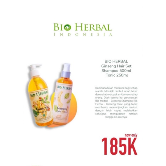 Jual Bio Herbal Ginseng Hair Set Shampoo 500ml + Tonic 250ml Shopee