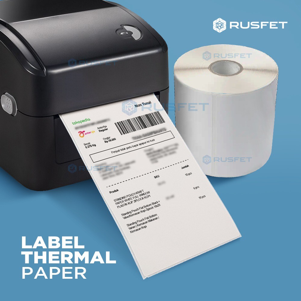 Jual Label Kertas Sticker Thermal Rusfet Resi Paper stiker printer ...