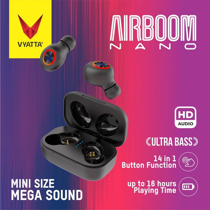 Jual VYATTA Airboom Nano TWS Bluetooth Earphone Super Mini 14in1