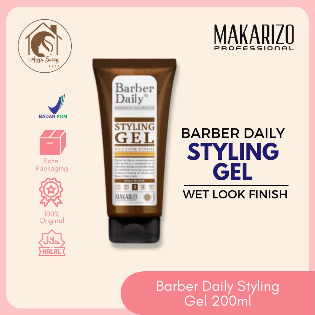 Jual ASS Makarizo Barber Daily Styling Gel Wet Look Tube 200ml