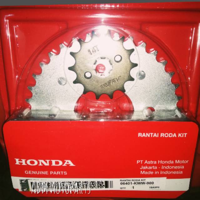 Jual Gear set KWW Gear depan belakang plus rantai Honda Blade New Revo
