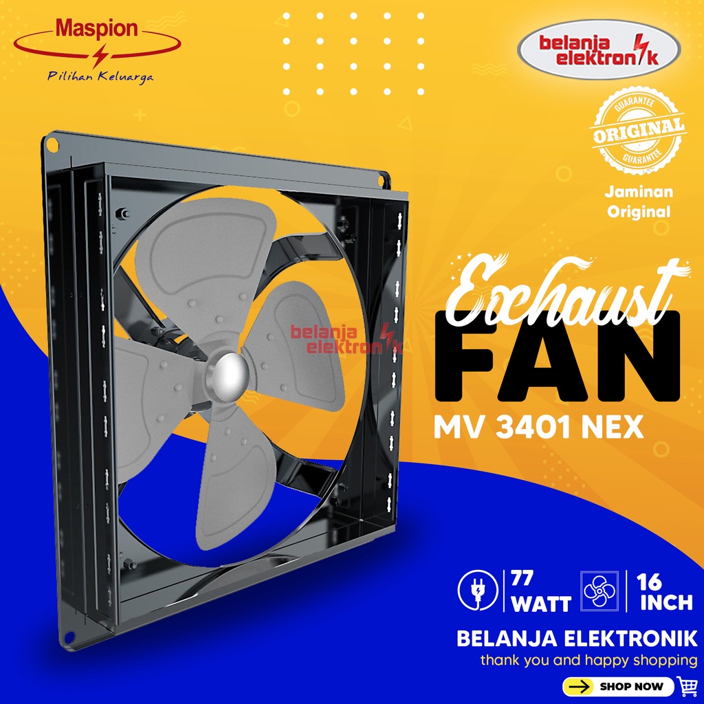 Jual KIPAS VENTILASI MASPION MV 3401 NEX EXHAUST FAN HEXOS DINDING 16