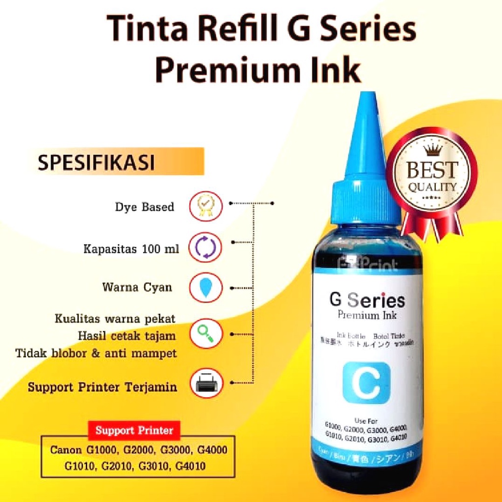 Jual Tinta G Series Canon Premium ink Black Printer G1000 G2000 G3000 ...