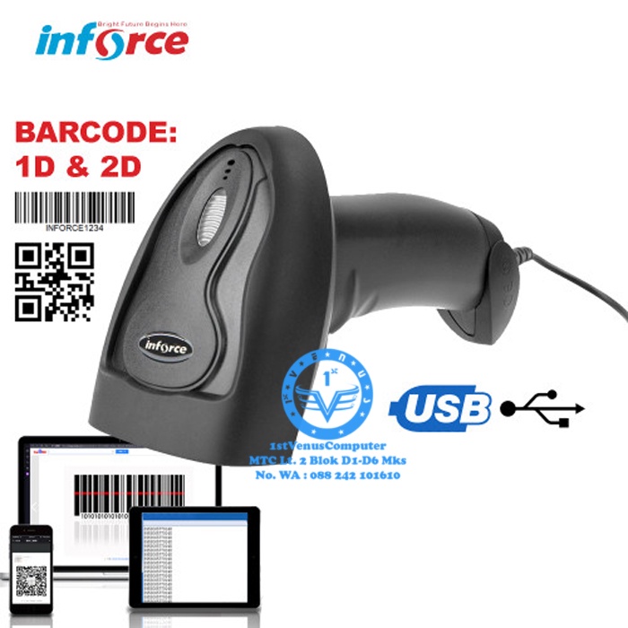 Jual SCANNER BARCODE INFORCE F20 USB WIRED SCANNER SCAN KASIR / COM04 ...