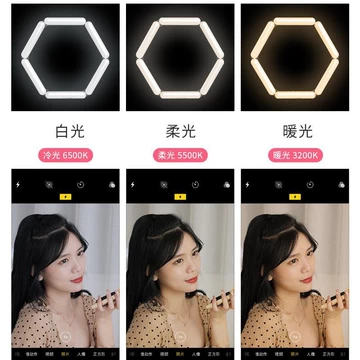 V8 LED Foldable 3 Lampu 10IN Selfie Make Up Ring Light