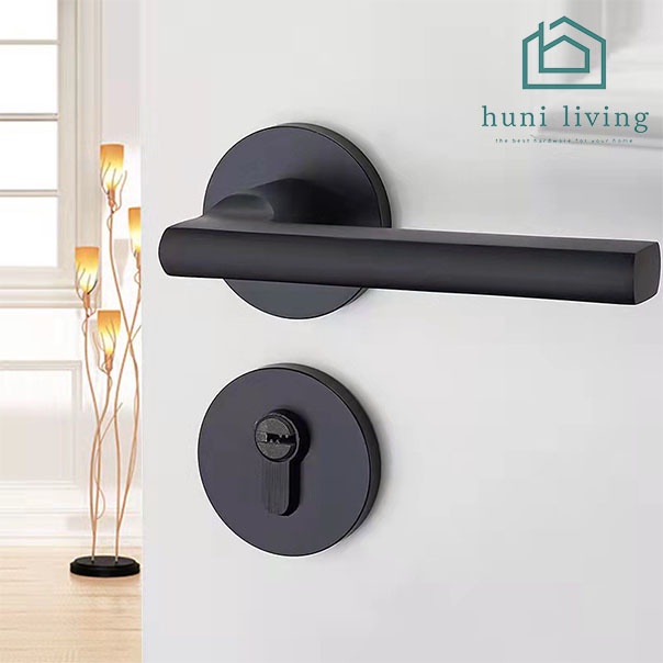 Kunci Pintu Full Handle Set Gagang Pintu Lurus Black Doff Premium