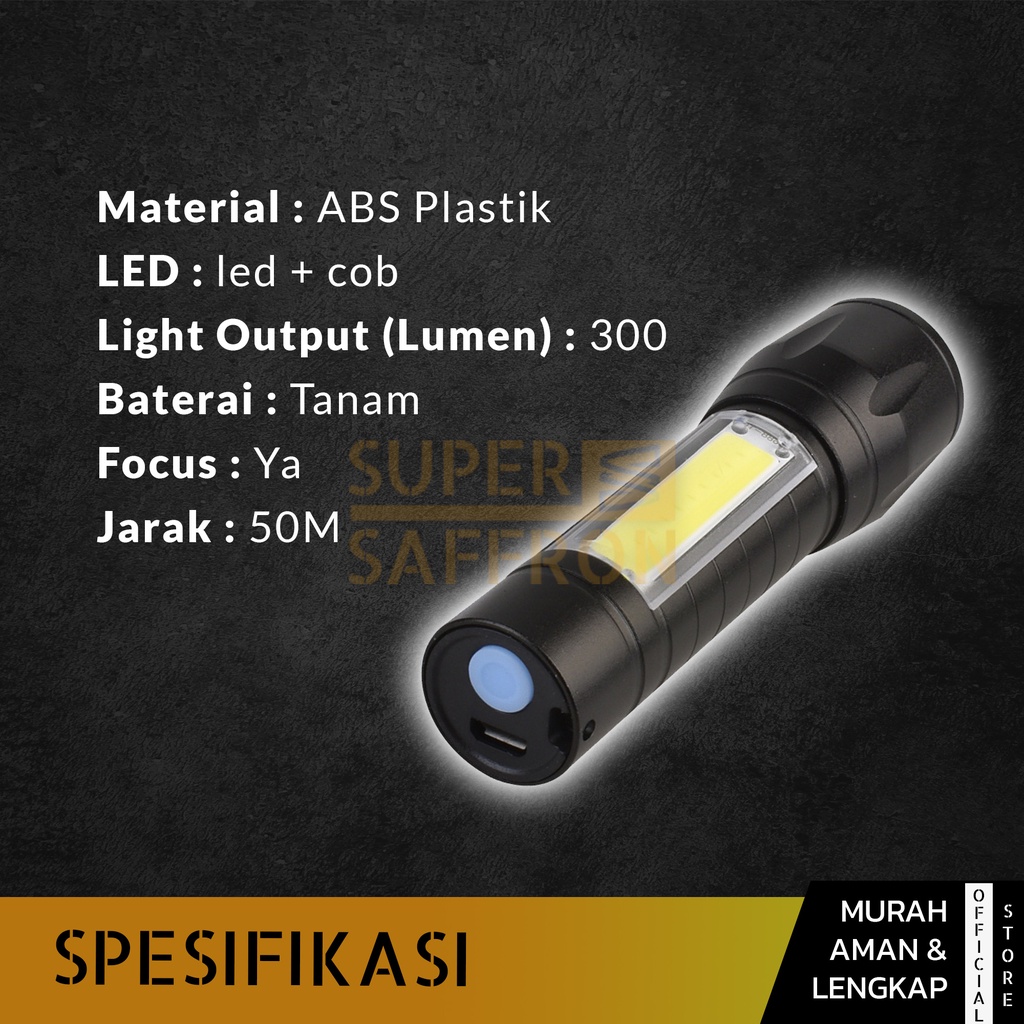 Jual Senter Mini 300 Lumens COB XPE Free Box Rechargeable | Shopee ...