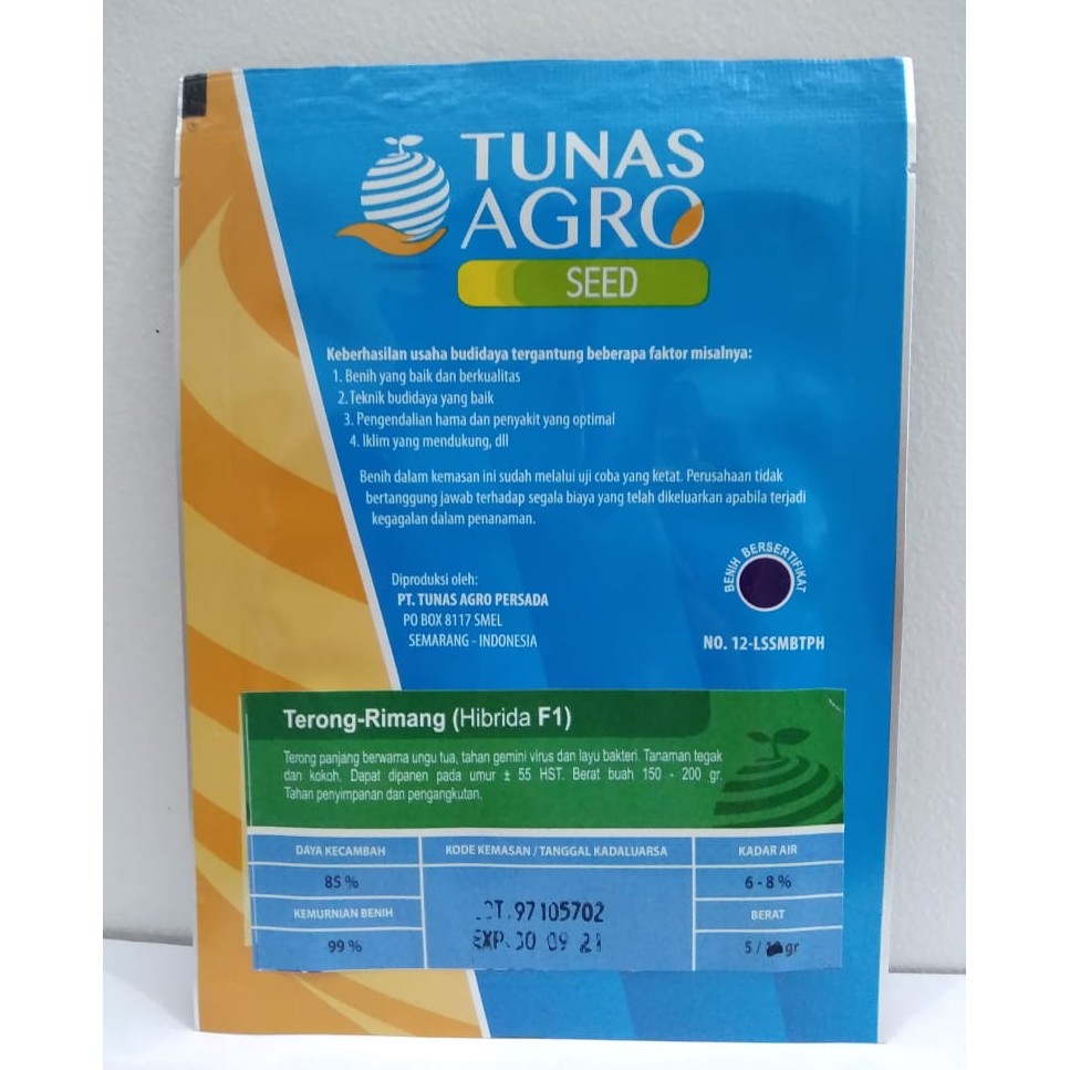 Jual Benih Terong Ungu Rimang Hibrida F1 Tunas Agro Seed @ 5 Gram ...