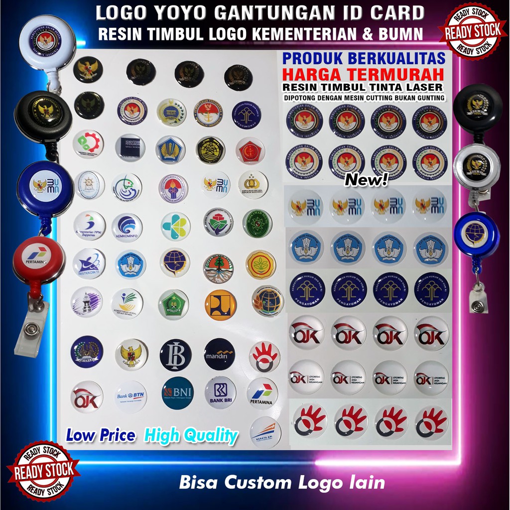 Order ID Card Yoyo Wonderful Indonesia Gantungan ID Card Holder Logo Pesona  Indonesia – pesan name tag lencana pin plakat lycal resin atribut pramuka  Akrilik papan nama envolet bordir badge pin kuningan