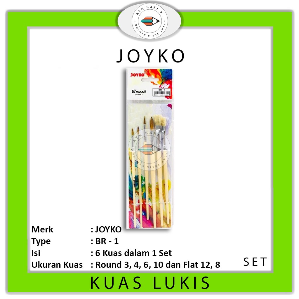 Jual Joyko Brush Set 6 Br 1 Kuas Lukis Cat Air Set Shopee Indonesia 0377