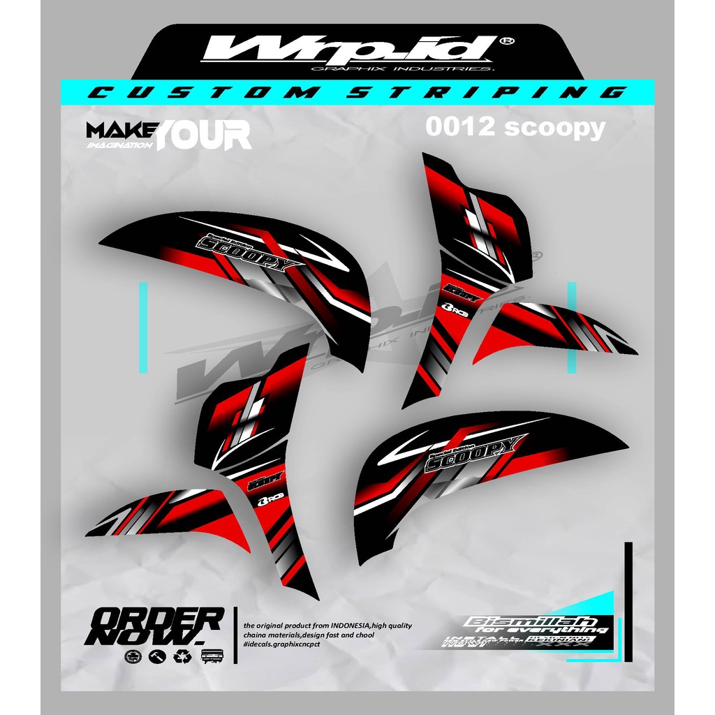 Jual 0012 sticker striping list fariasi honda scoopy tema garis racing ...