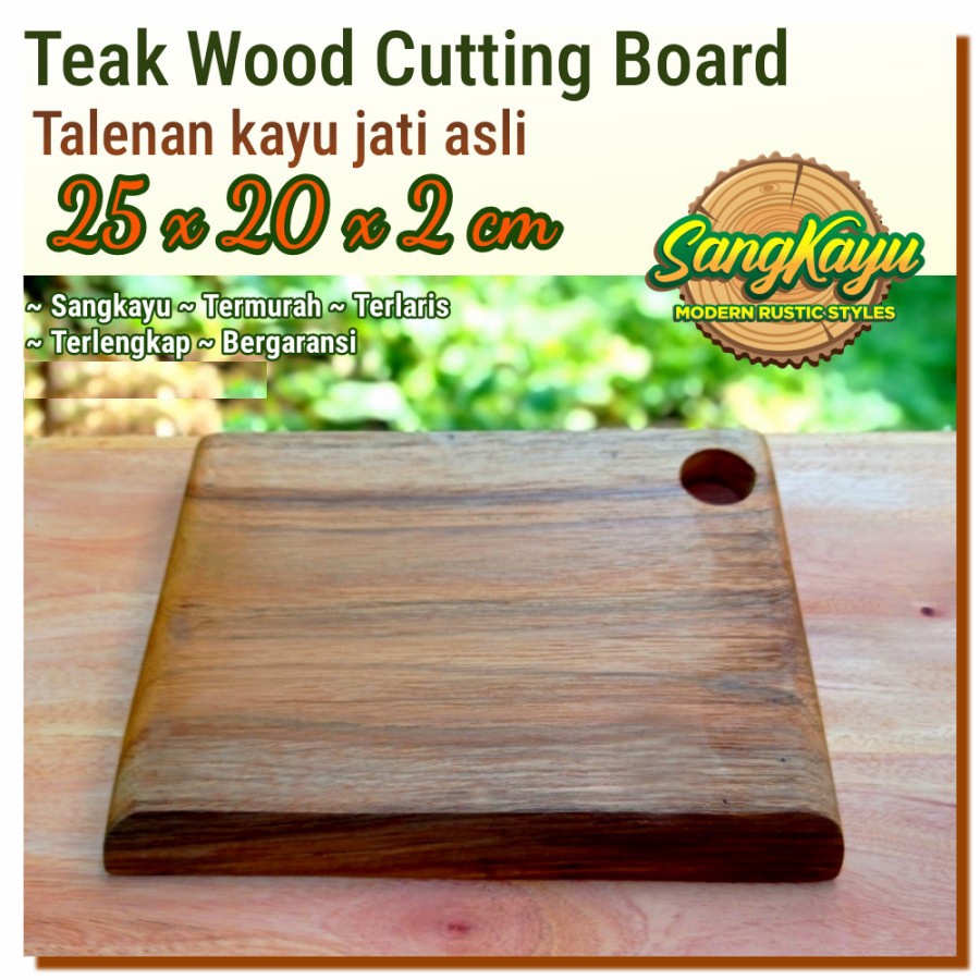 Jual SangKayu Talenan Kayu Jati 25x20 cm Teak Wood Wooden Cutting Board ...