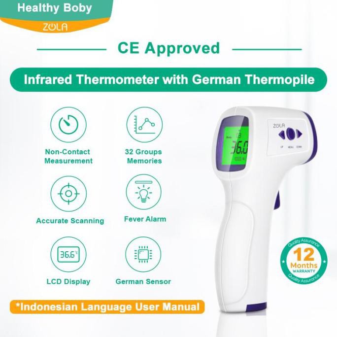 Jual Thermometer Infrared German Sensor Bersertifikat Garansi Zola 12 ...