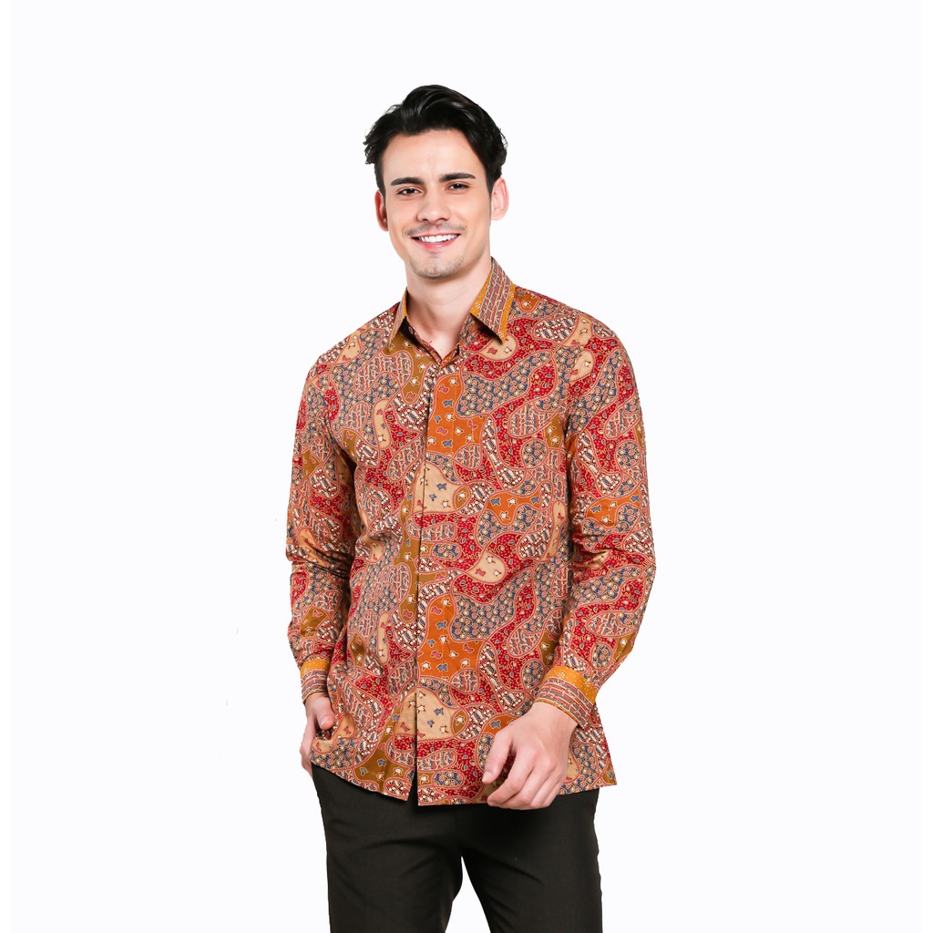 Jual KEMEJA BATIK HERITAGE PREMIUM TULIS SEKAR JAQAD PANJANG MERAH ...