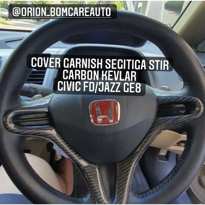 Jual Cover Garnish Segitiga Stir Honda Civic Fd / Jazz Ge8 Carbon