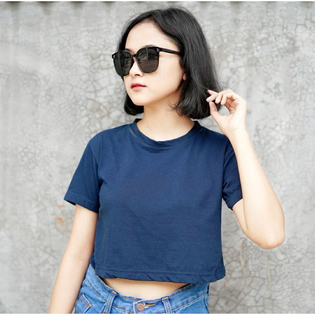 Jual Gfs Cotton Crop Top Polos Oneck Shopee Indonesia