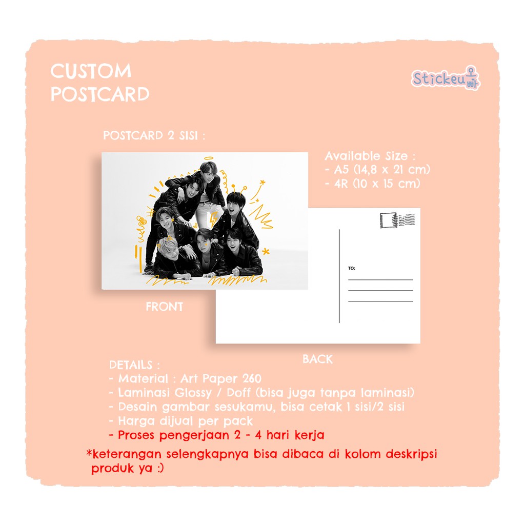 Jual [CUSTOM] CUSTOM POSTCARD/CUSTOM POSTCARD KPOP Shopee Indonesia