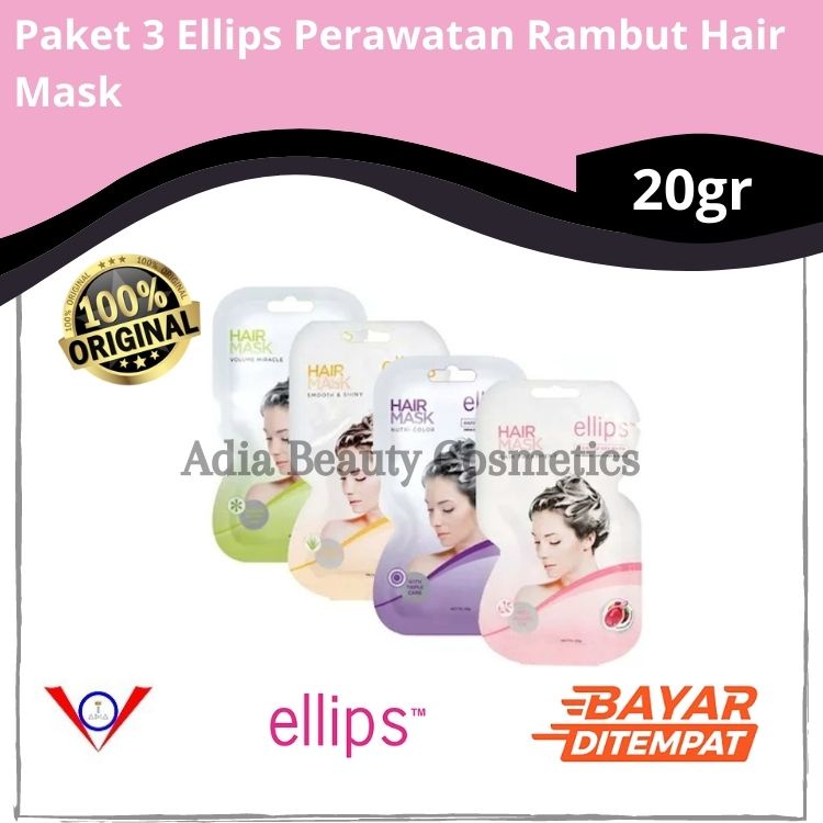 Jual Paket 3 Ellips Perawatan Rambut Hair Mask | Shopee Indonesia