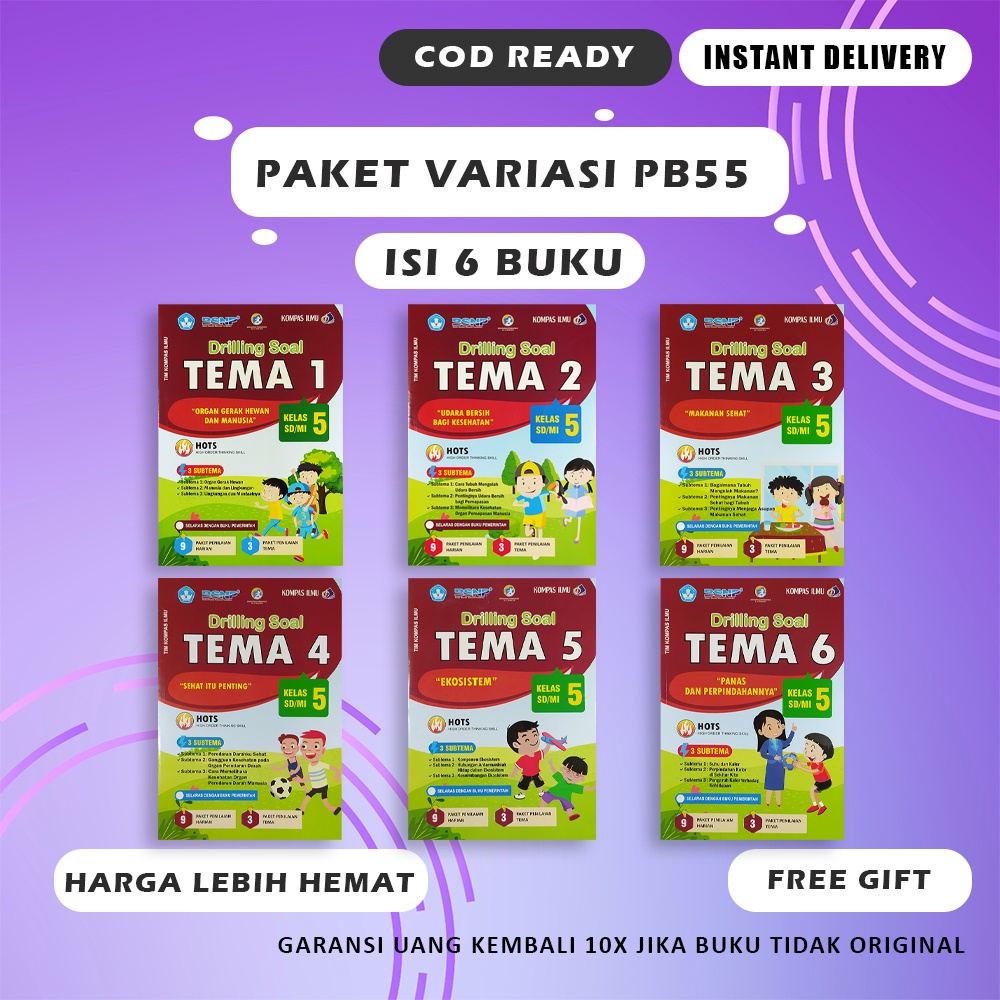 Jual PAKET BUKU TEMATIK SD DRILLING SOAL KELAS 5 SD/MI TEMA 1 2 3 4 5 6 ...