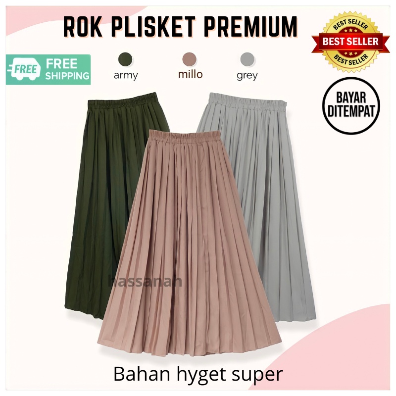 Jual ROK PLISKET PREMIUM TEBAL - ROK WANITA TERBARU 2024 - ROK PANJANG ...