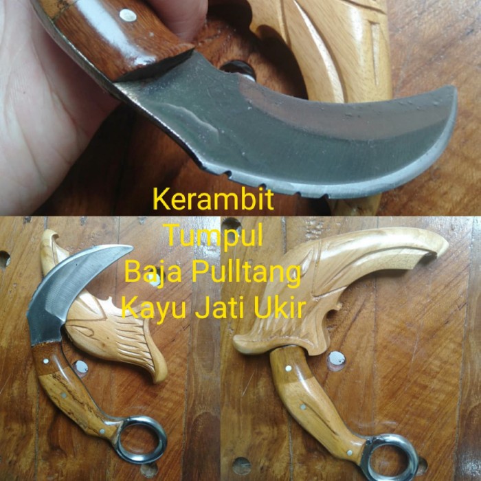 Jual Pisau Kerambit Tumpul Latihan Silat Ukir Kayu Jati Shopee Indonesia