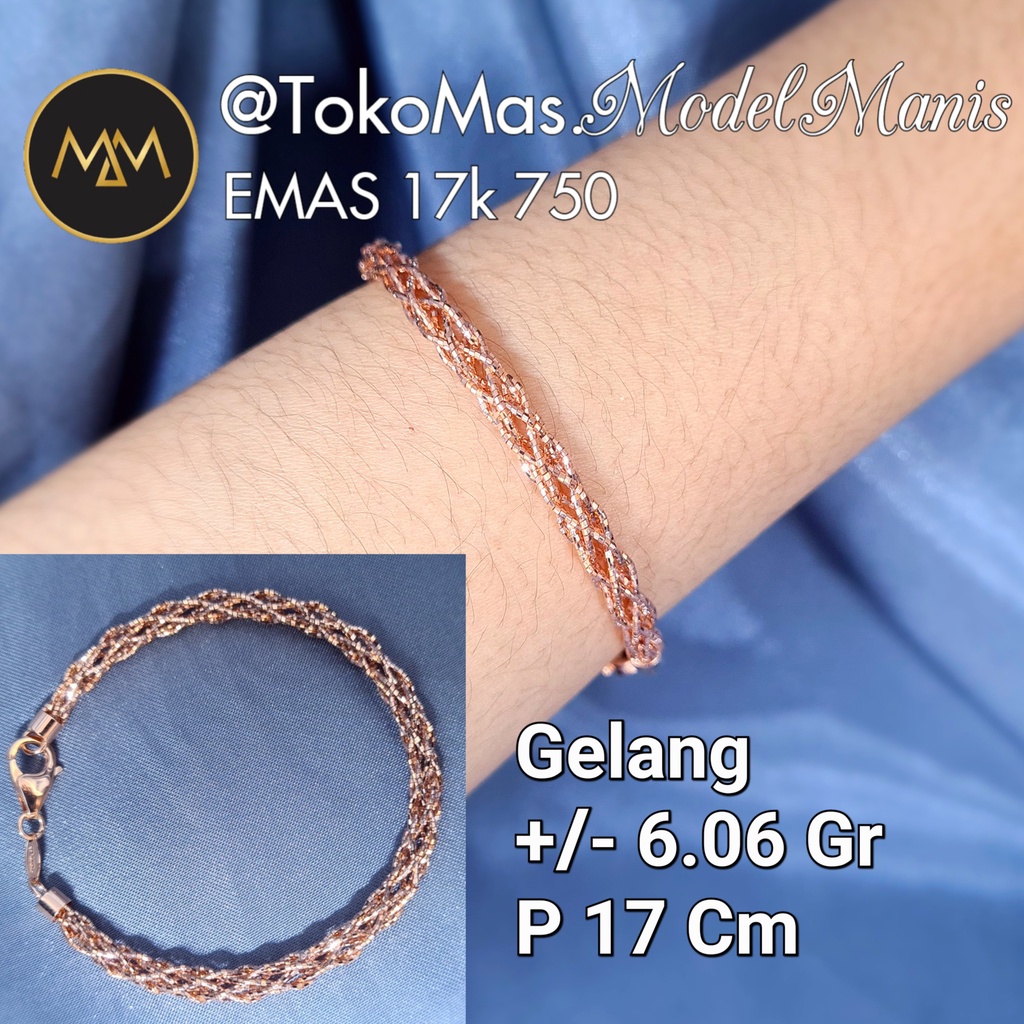 Jual Gelang Choker Kepang Jaring emas rosegold 750 kadar 17k