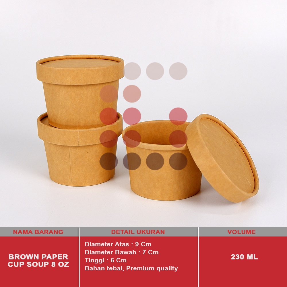 Jual BROWN PAPER CUP SOUP + LID/TUTUP ISI 10 PCS | Shopee Indonesia