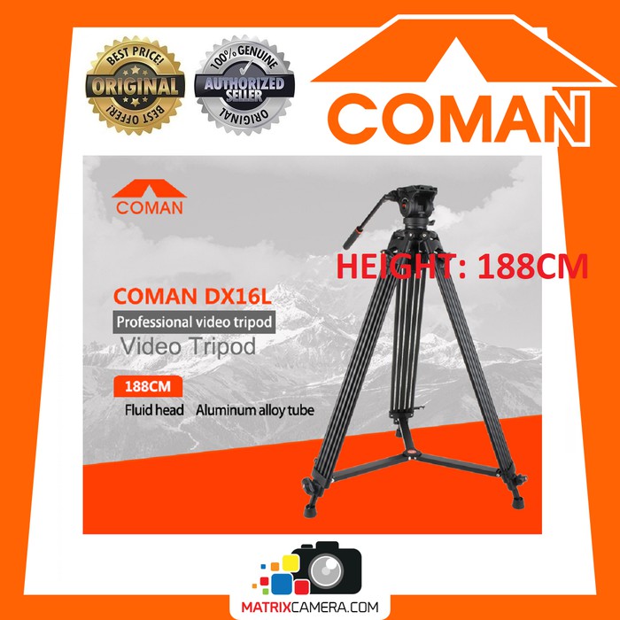 Jual COMAN DX16L Professional True Fluid Video Tripod 188cm Height ...