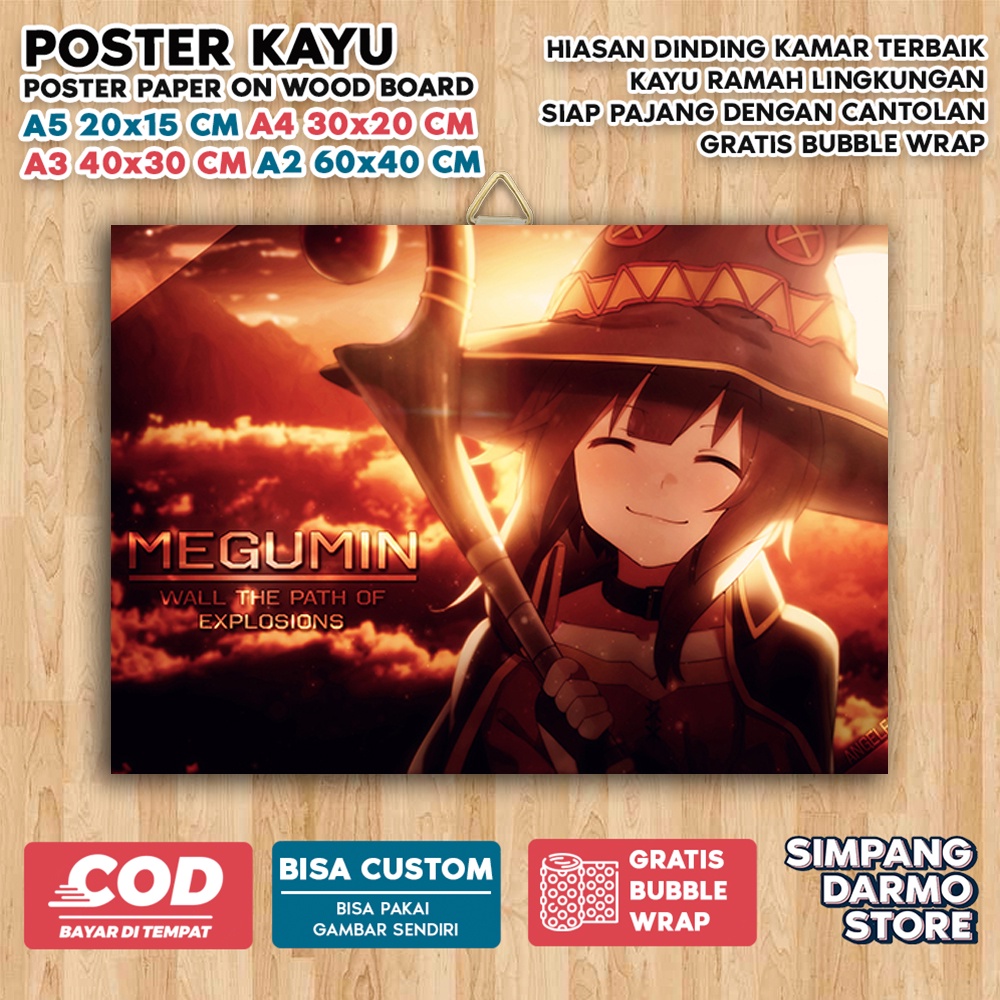 Jual Poster Kayu Konosuba Cute Aestehic Tema Anime Isekai Wibu Waifu