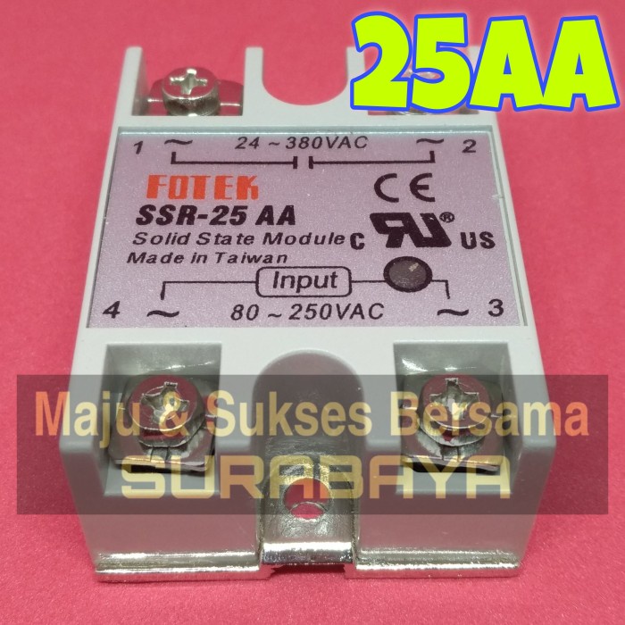 Jual SSR-25AA 80-250VAC to 24-380VAC 25A/250V Solid State Relay Module ...