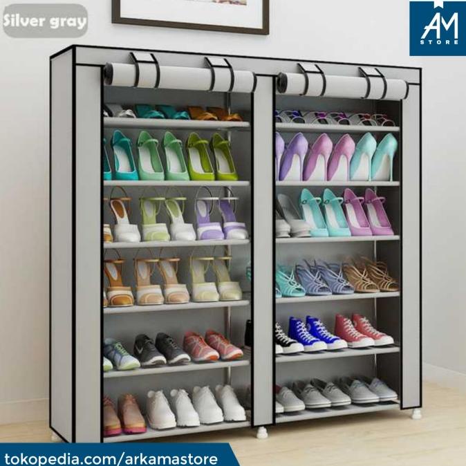Jual Rak Lemari Sepatu Susun Tertutup Kabinet Rakitan Portable ...
