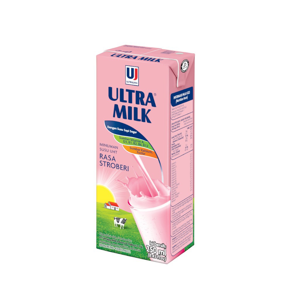 Jual susu ultra rasa strawberry stroberi 250 ml 250ml 1 dus isi 24pcs ...