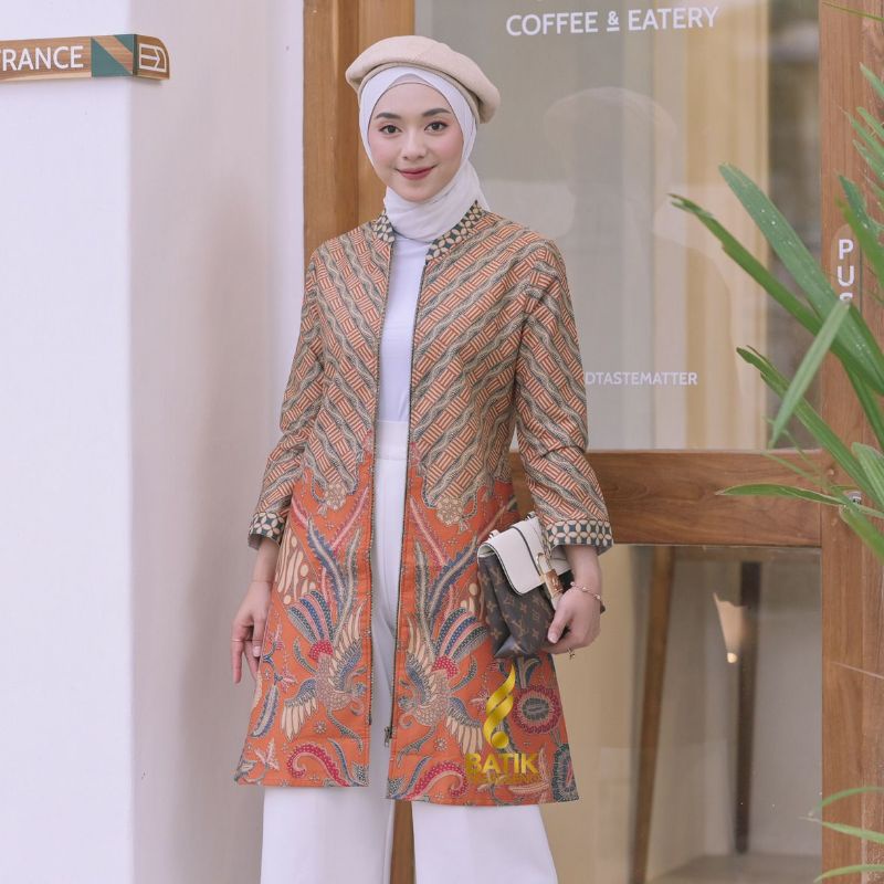 Jual TUNIK OUTER MOTIF ANGGRAENI ATASAN BATIK WANITA TUNIK BATIK LENGAN