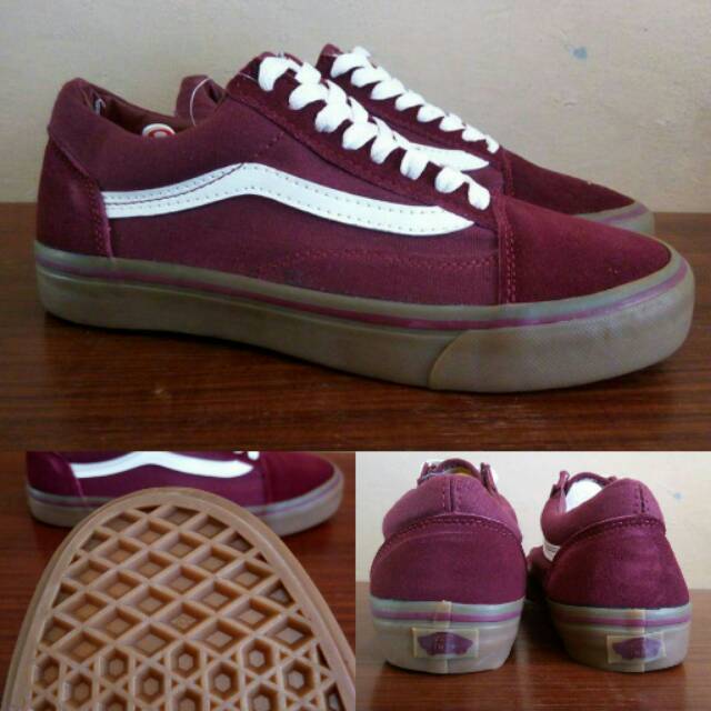 Vans old skool 2025 merah maroon original