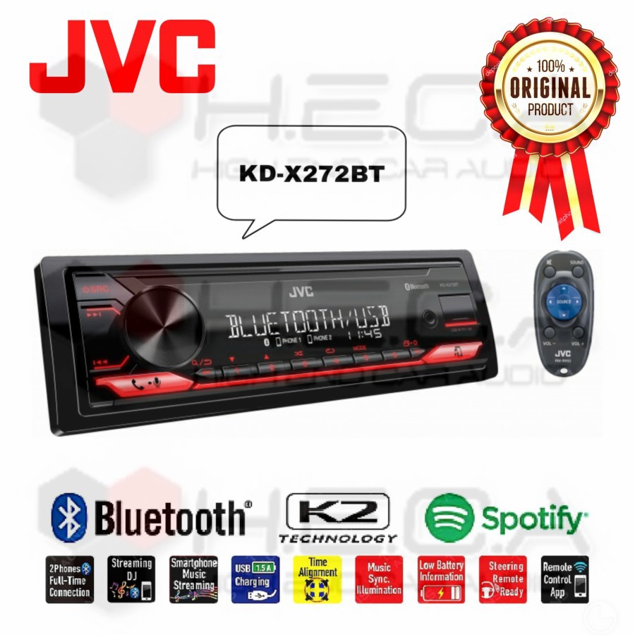 Jual JVC KD-X272BT Single Din Head Unit Tape Mobil Deckless Radio USB ...