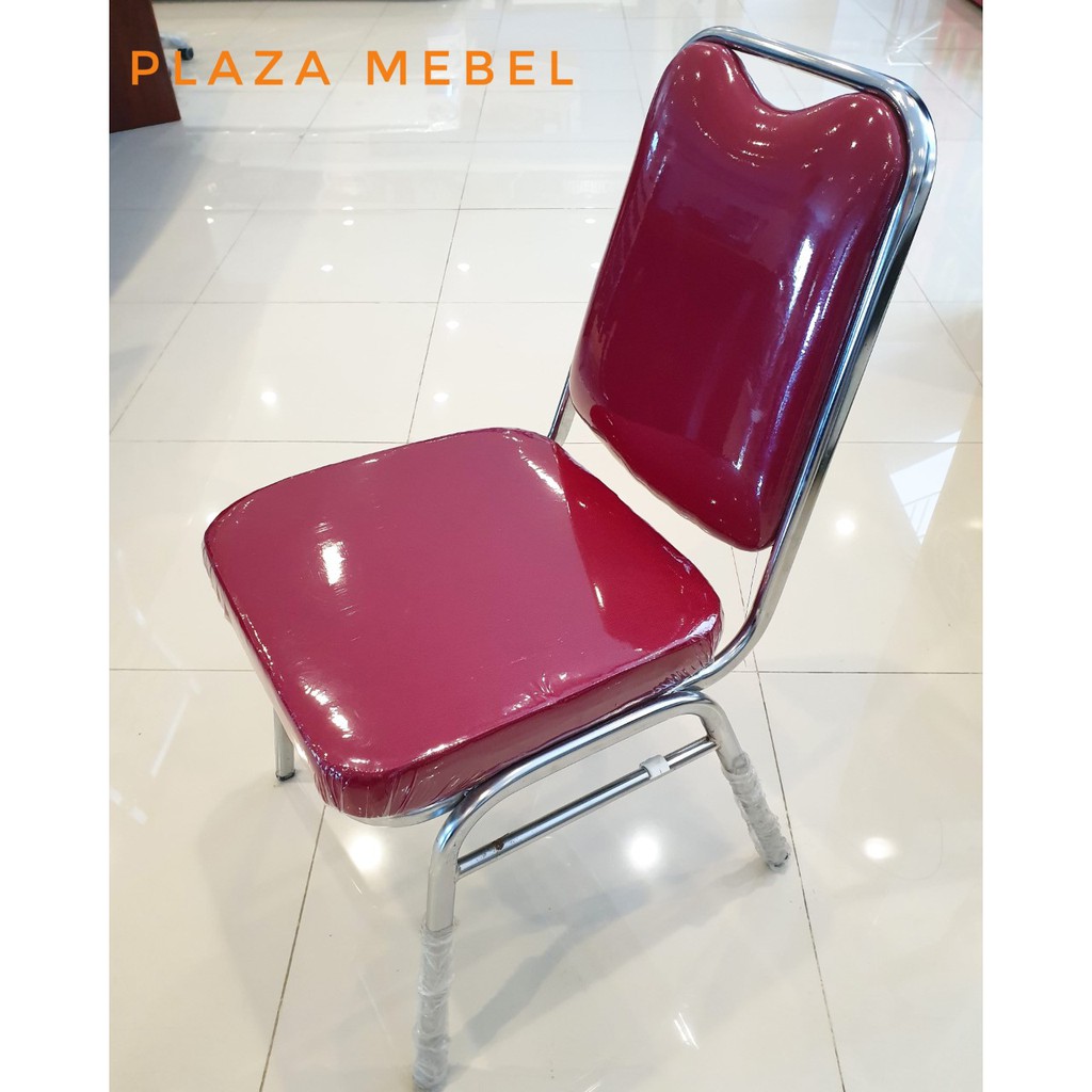 Jual Kursi Susun Brother Merah Kain Besi Chrome Murah Shopee Indonesia