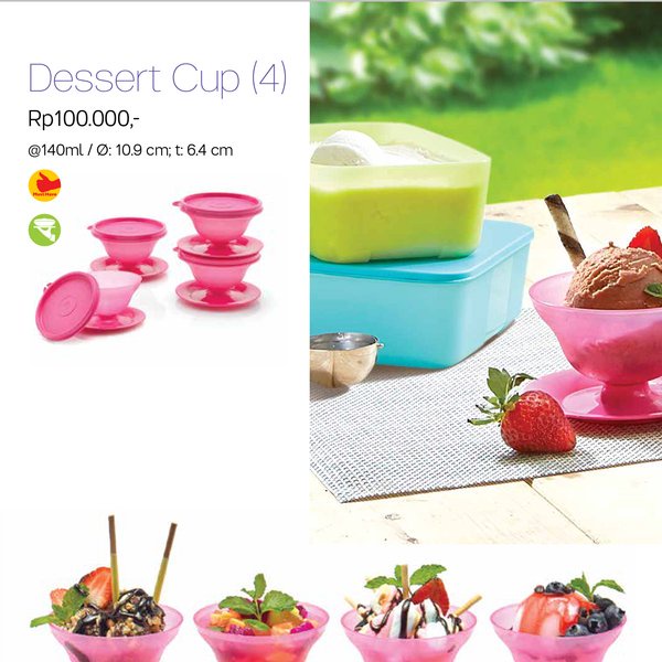 Jual tupperware dessert cup isi 4 warna ungu magenta - dengan tutup ...