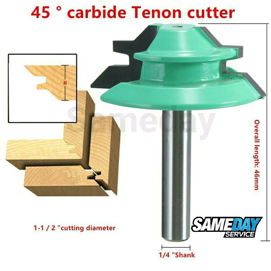 Jual Mata Profil Tenon Router Bit 45 Derajat Trimmer Woodworking ...